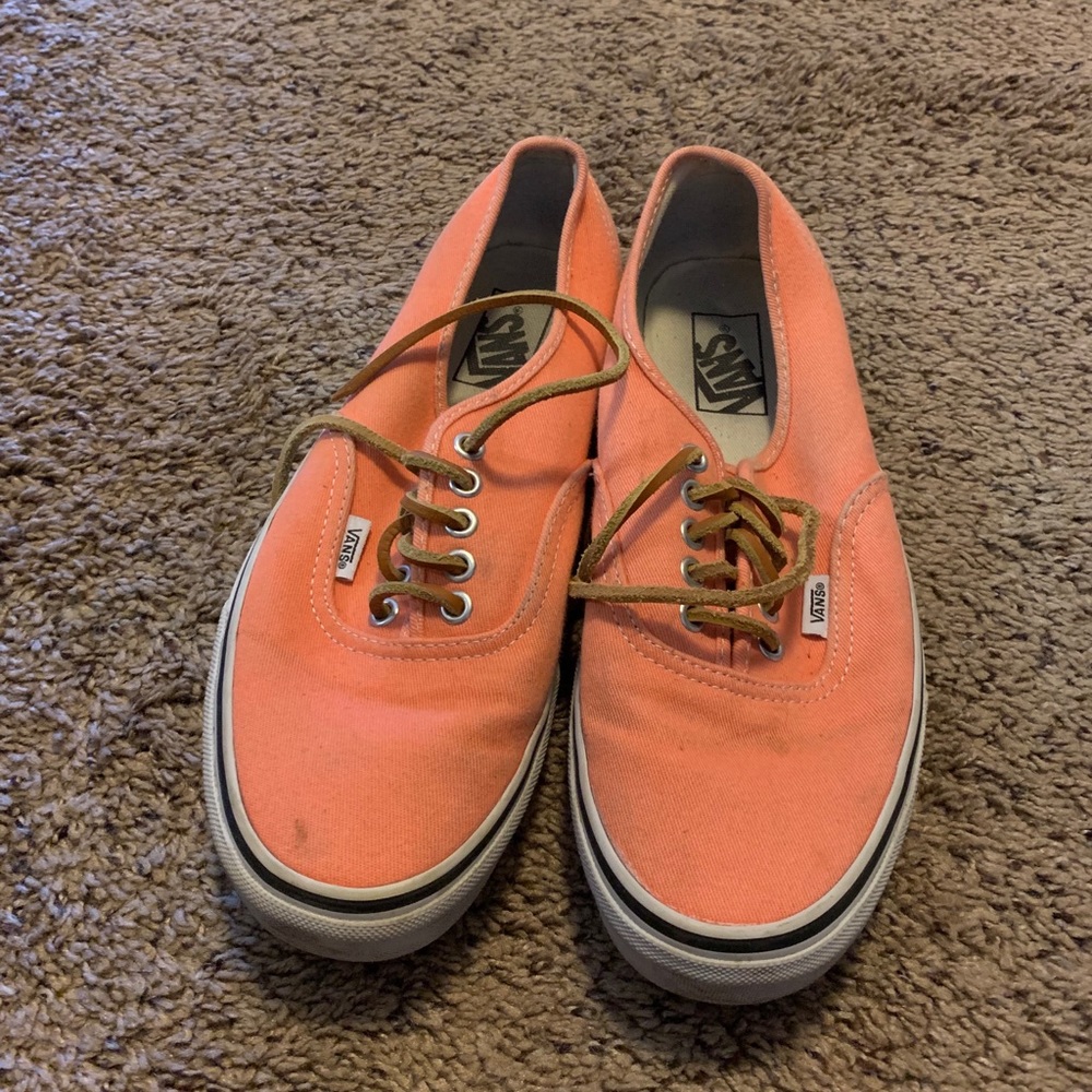 Vans coral shoes with leather laces